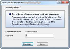 Subsequent activation of a multi-user license